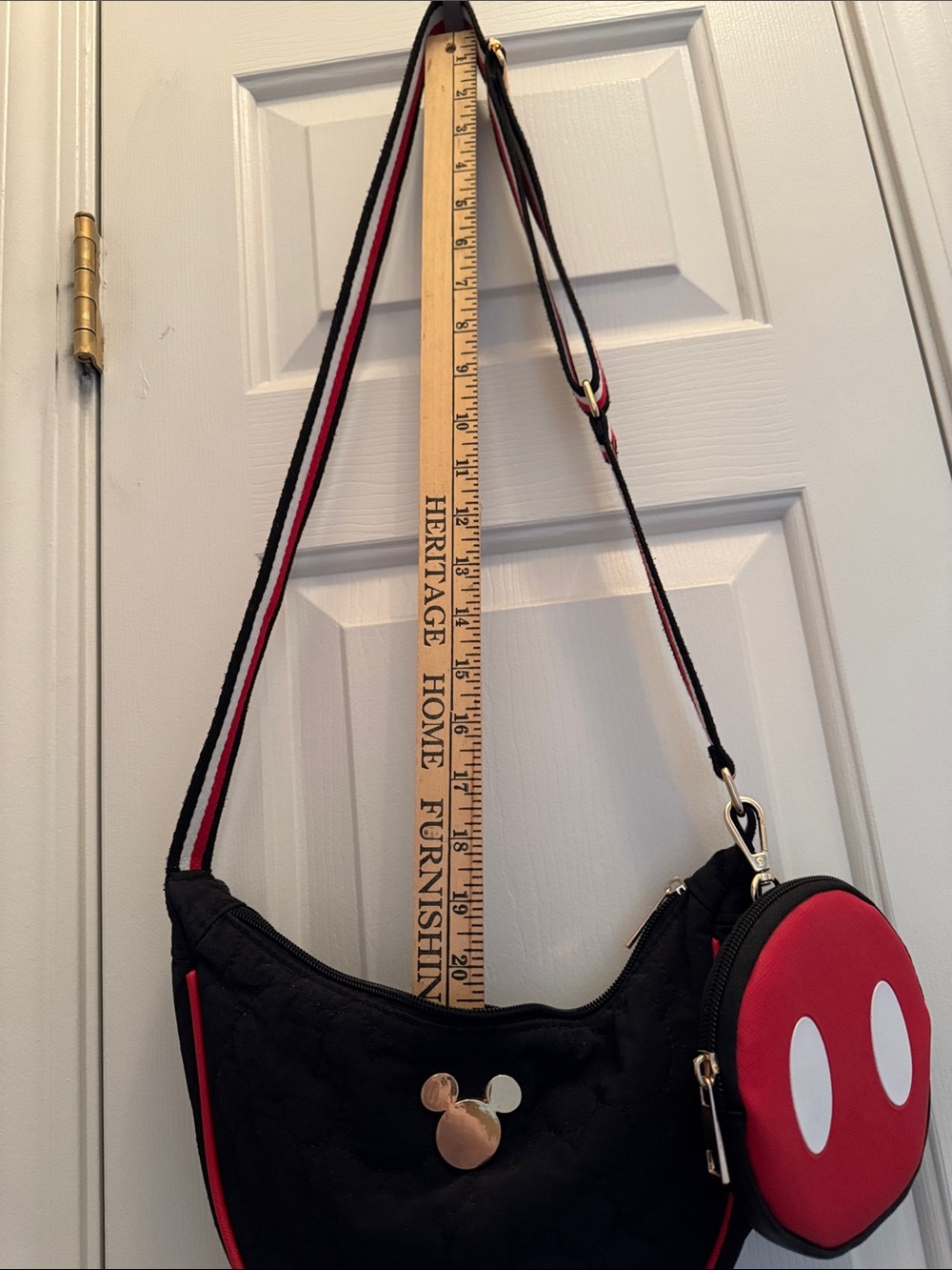 Disney Black and Red Mickey Accent Crossbody with Coin Pouch